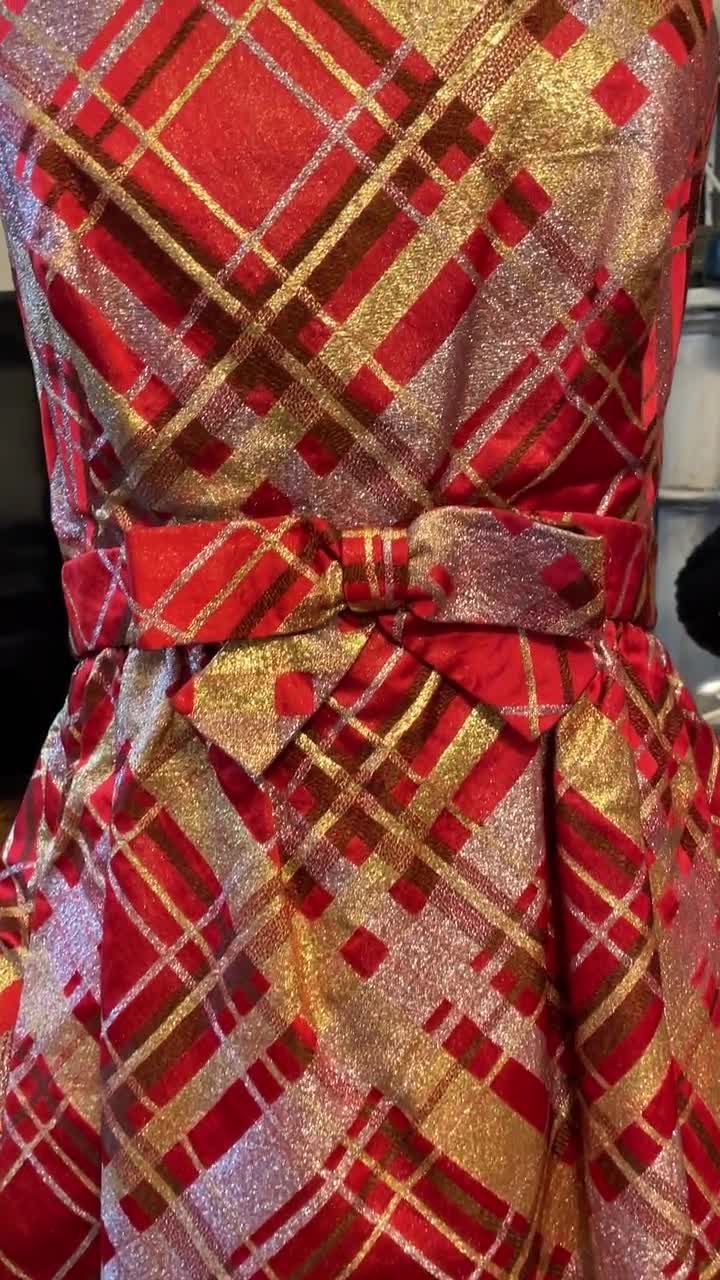 strapless open back dress 1950s Designer Red Silk Satin New Look Cocktail Dress New! ON HOLD   Coutura Vintage