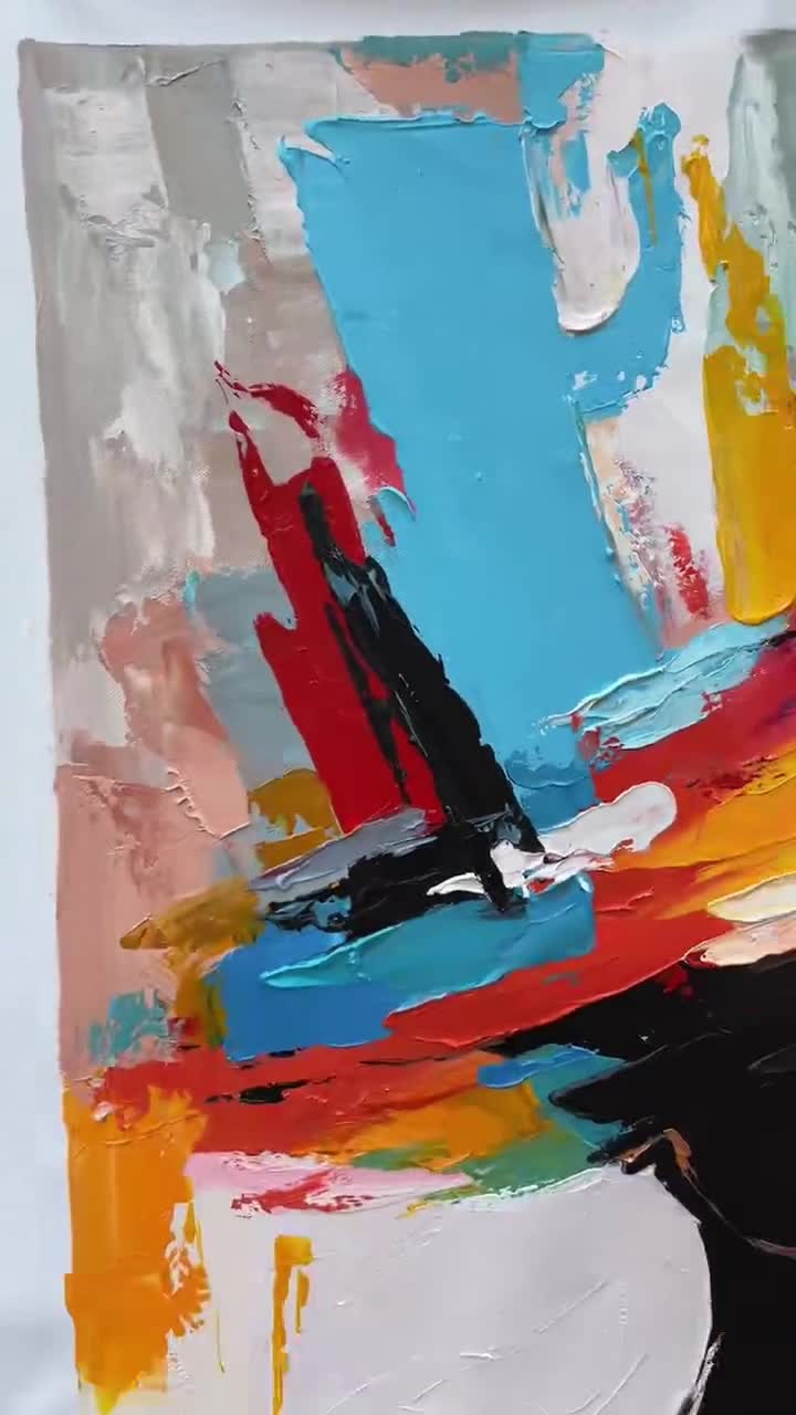 抽象的な女性の絵画大きな顔のない肖像画、カラフルな肖像画の顔の