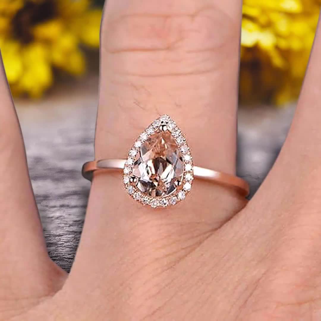 Round Cut Gem Stone Pink Morganite Engagement Ring On10k Rose Gold