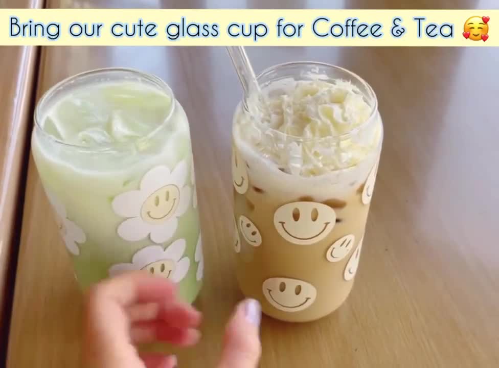 Happy Face Beer Can Glass Cup, Iced Coffee Cup – Ren and Fay Designs