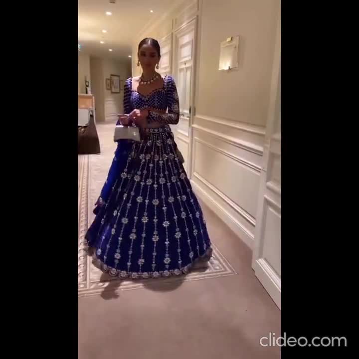Blue Color Bollywood Style Georgette Lehenga Choli With Embroidery