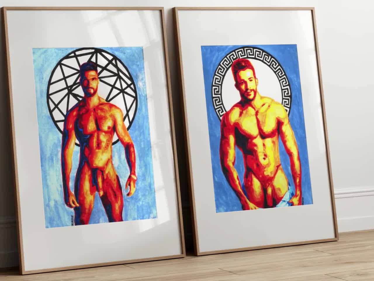 Set of 2 Gay Art Prints Queer Art gay artwork Male Nude Watercolor Gay Best  Friend Gift Ideas Nude Male Art Gifts For a Gay Guy Friend