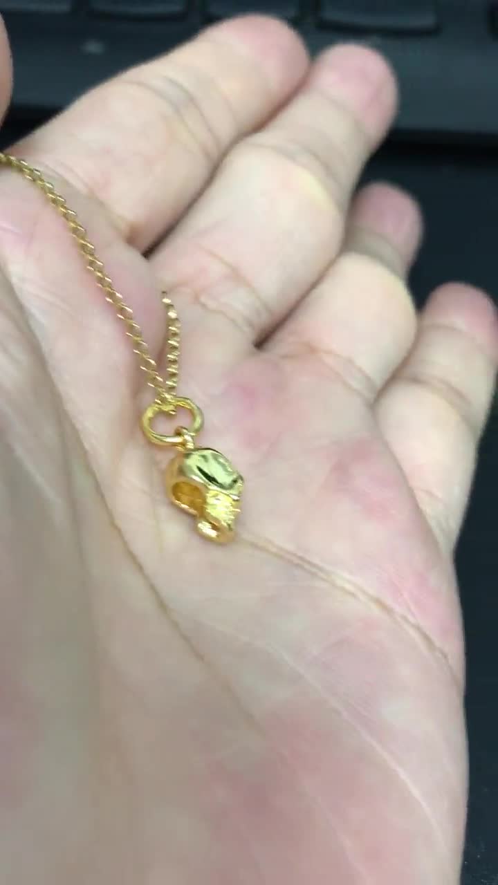 Ciondolo A Forma Di Teschio Con Fiamme In Oro Giallo 14k!! - Italia - Foto 9
