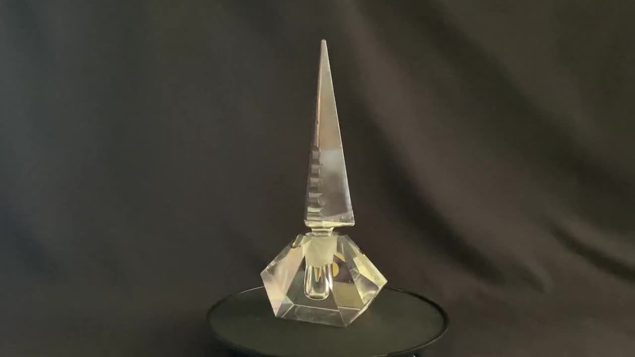 Hoya Crystal Pagoda Perfume Bottle With Stopper, Tokyo Japan
