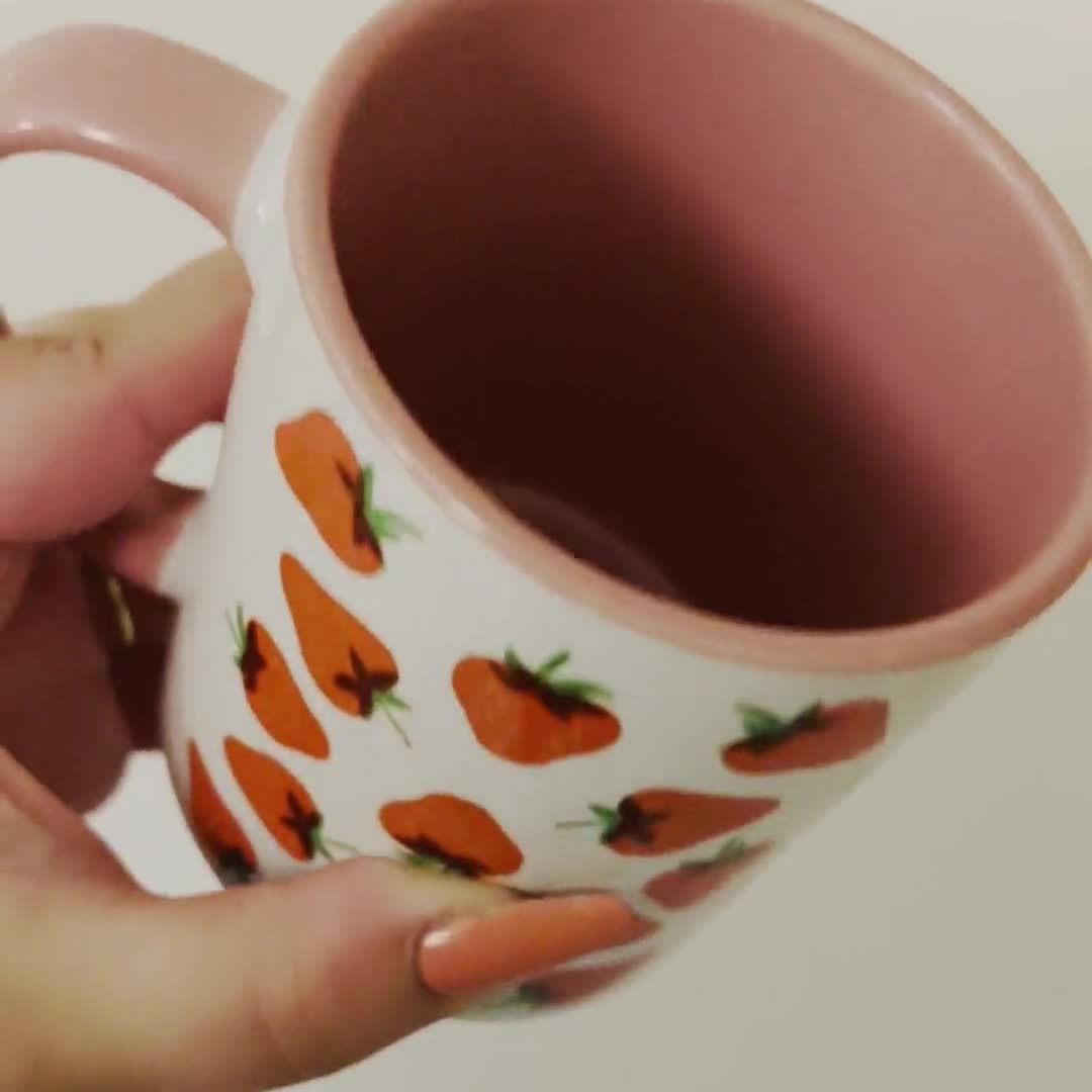 Strawberry Mug Overprint, Cottagecore Aesthetic Mug, Cute Coffee