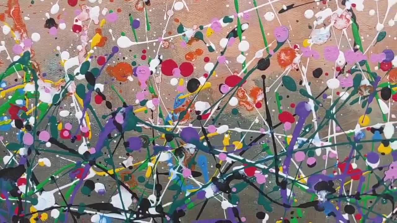 Pintura de paisaje abstracto estilo Jackson Pollock, pintura de gran  tamaño, pintura original sobre lienzo grande, arte de pared hecho a mano,  pintura acrílica, image size:1280x720