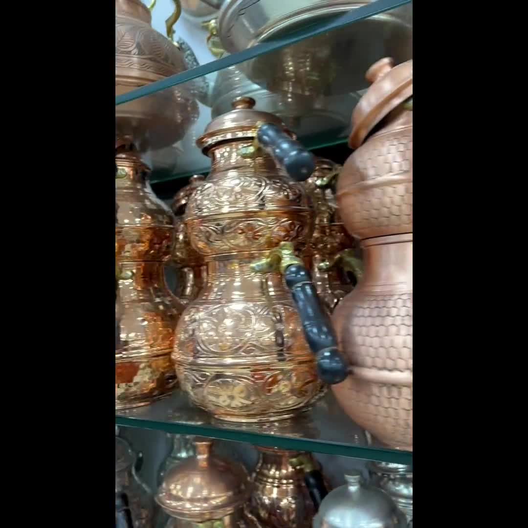  Máquina de té de cobre, Máquina de té tradicional turca, Tetera  antigua de cobre, Tetera Samovar tradicional, Máquina de té ornamental  (cobre estañado) : Hogar y Cocina