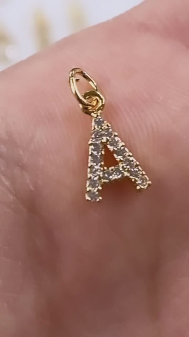 Alphabet Letter Charm Gold Plated Cubic Zirconia Initial Charms Choose Your  Letter 