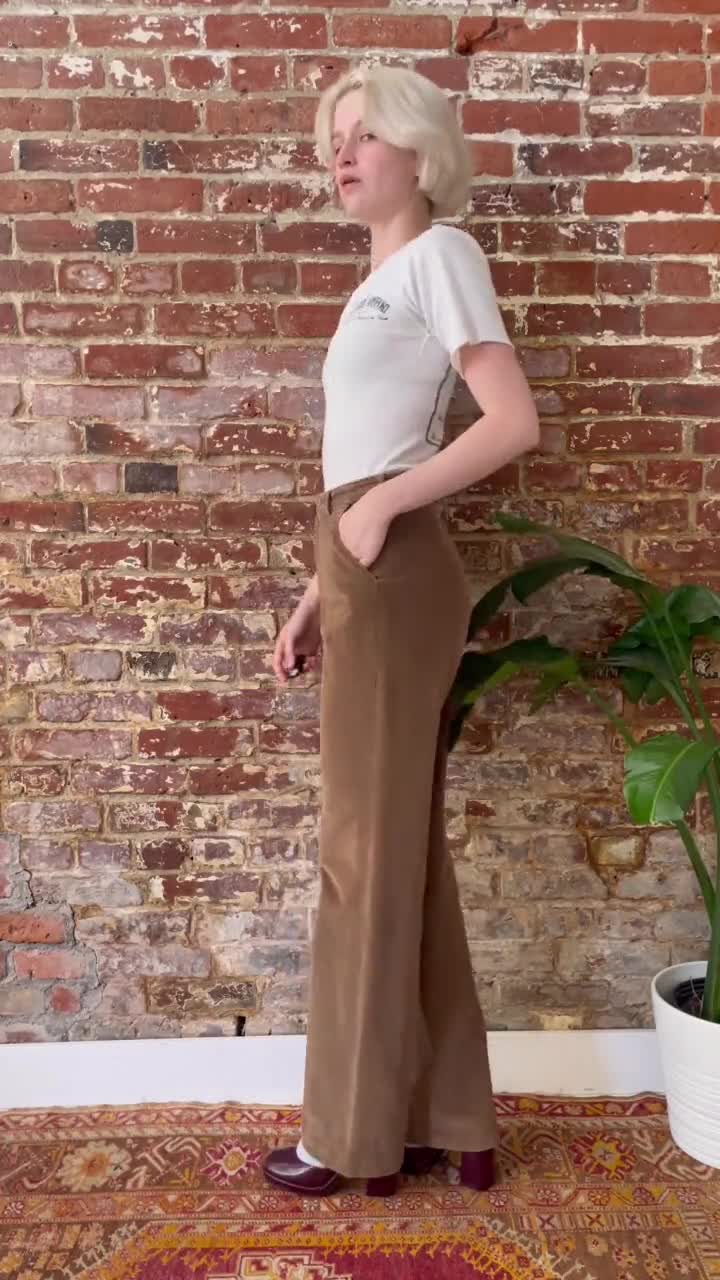 Vintage 1970s EBBE Designs Light Brown Corduroy Trousers