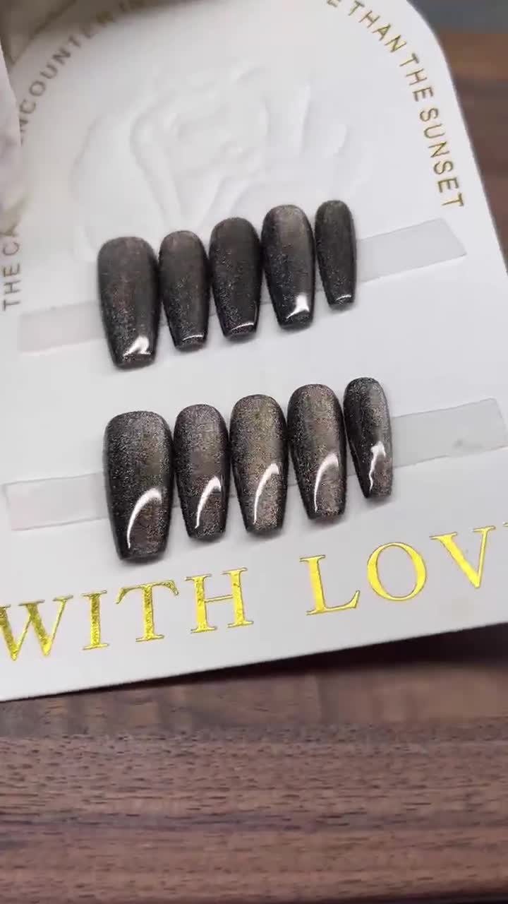 Glamorous Black Crystal Nail Fashion