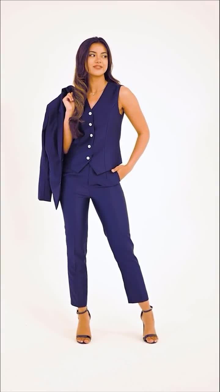 Royal Blue Formal Pants Suit With Single Breasted Blazer and