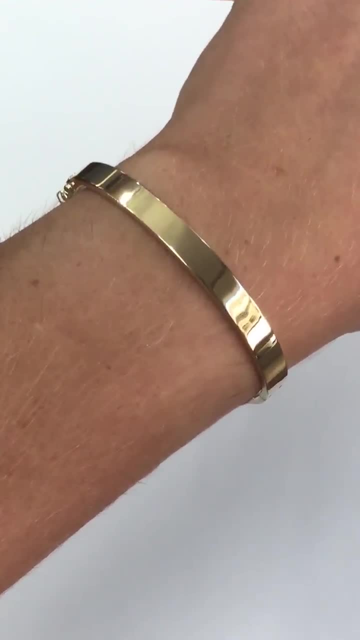 Flat Plain Gold Bracelet / Wide 6 MM Thick Sturdy Bangle / 