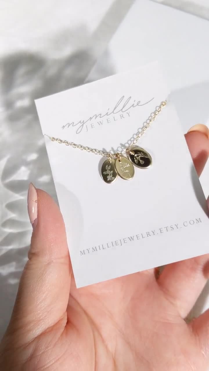 Custom Birth Flower Necklace • Small Ovals – My Millie Jewelry