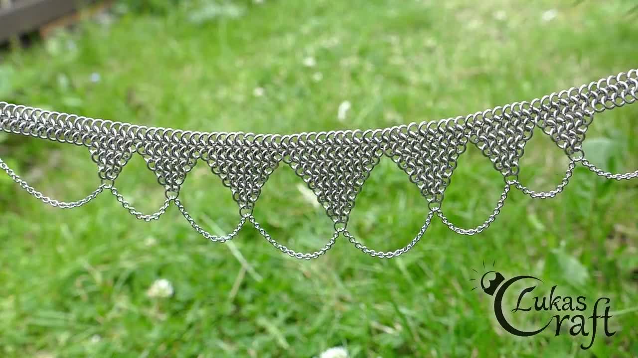7-tipped Surgical Steel Chainmail Necklace With Chains - Etsy