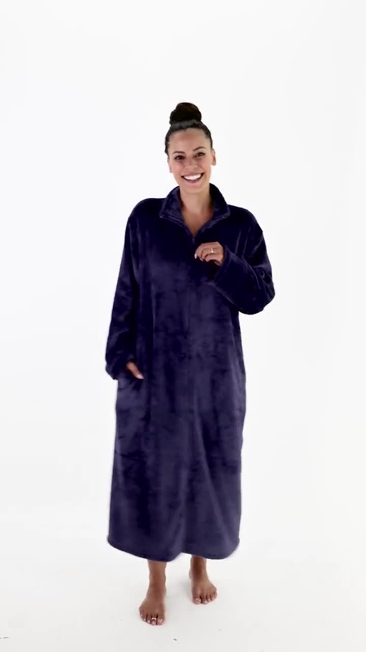 Richie House Women's Zip Up Fleece Warm Robe Plush Night Dressing Zipp –  Richie House USA