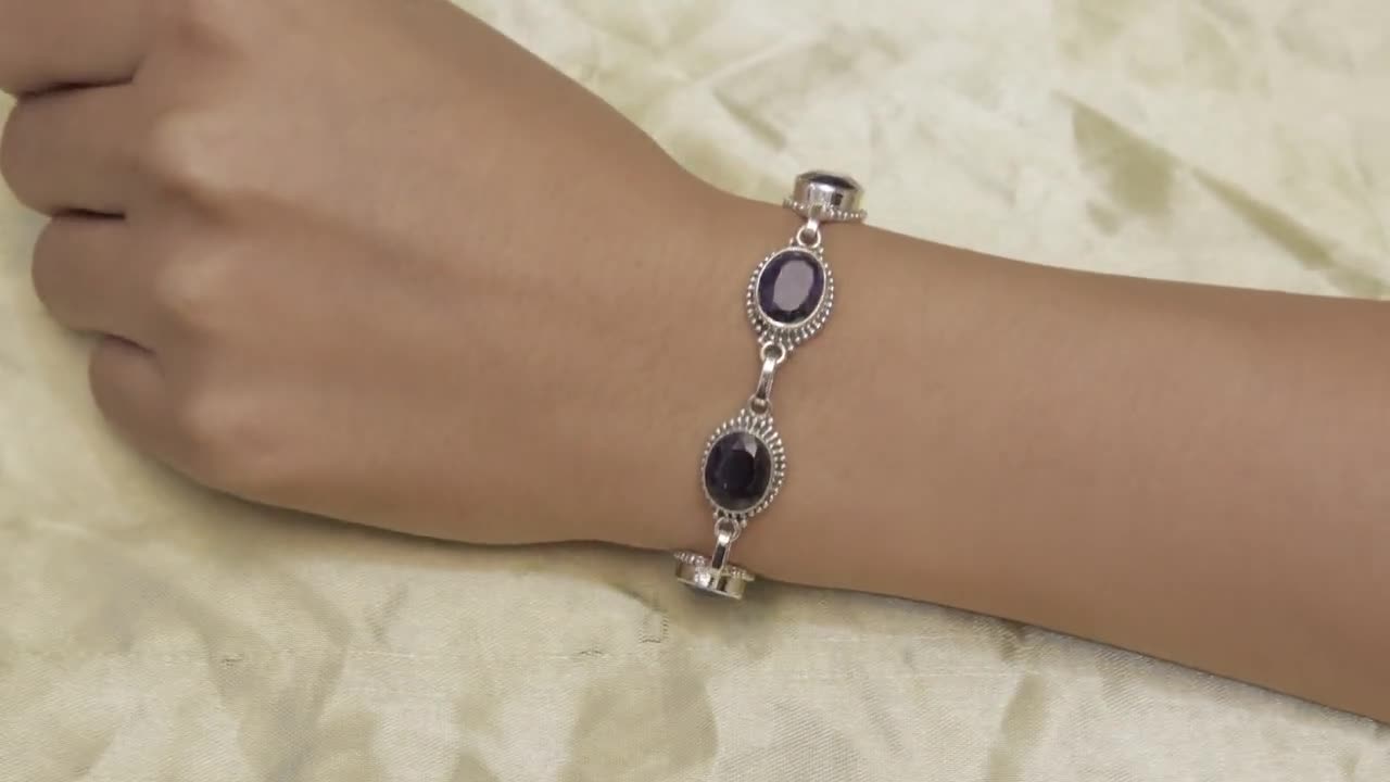 ブルーサファイアブレスレット、925スターリングシルバーブレスレット