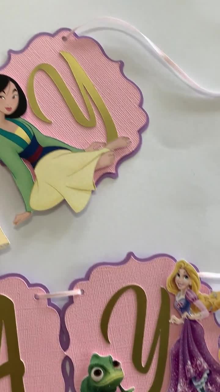 Striscione Banner COMPLEANNO PERSONALIZZATO PRINCIPESSE DISNEY NOME ETà  FESTA