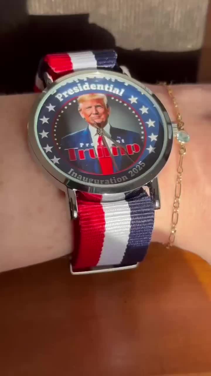 Reloj de la Inauguración de Trump en 2025: Correa trenzada patriótica en rojo, blanco y azul video poster