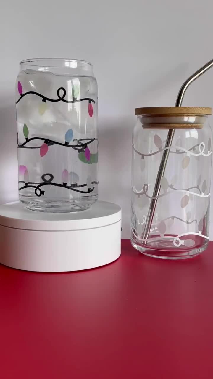 Christmas light Can Glass Can Cup – Lexie Craft Creations