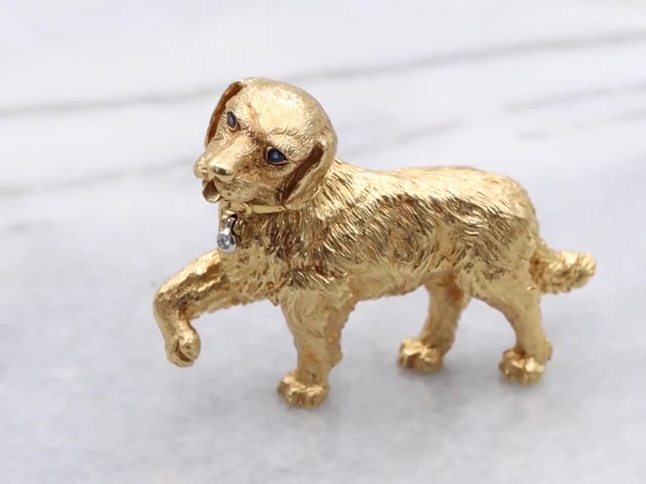 Tiffany & Co. 18K Gold Golden Retriever Brooch, Diamond and