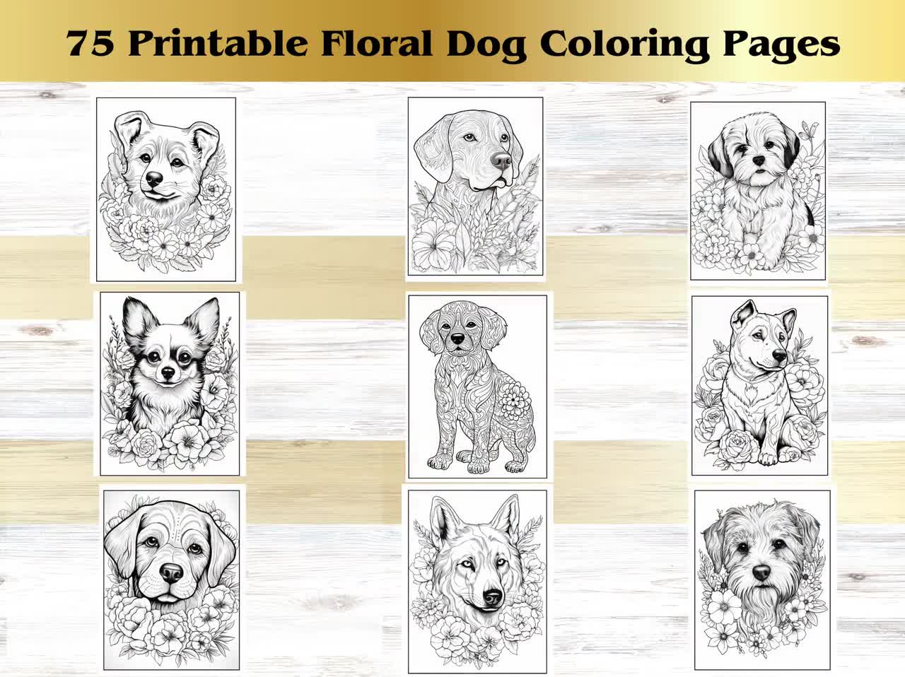Floral Dog Coloring Pages: 75 Printable Designs for Relaxation (Digital Download) video poster