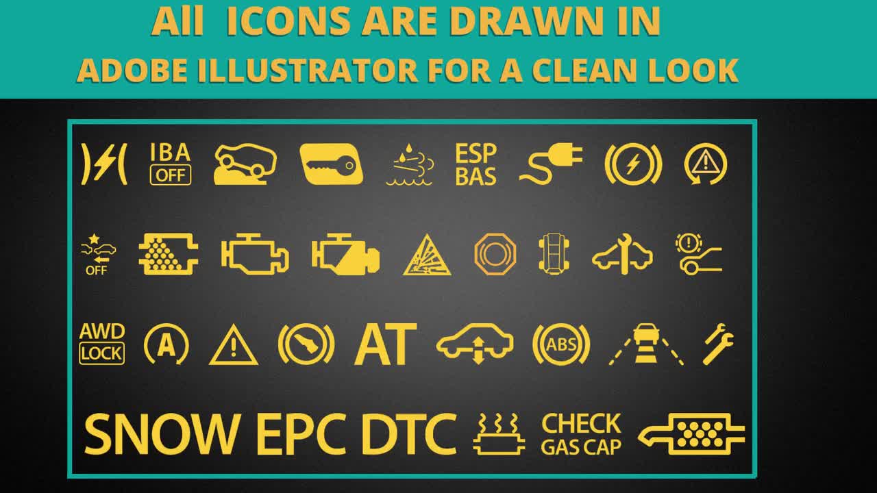 75 High-quality Car Common Dashboard Warning Icons: Dashboard Symbols, Vehicle  Dash Lights, Automotive Warning Symbols Ai,png,jpg,dxf,svg 