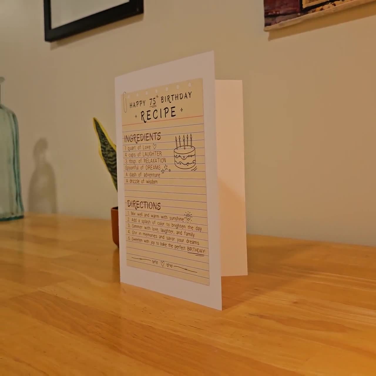 75th Birthday Recipe Card, Grandma, Mom (Printable PDF) video poster