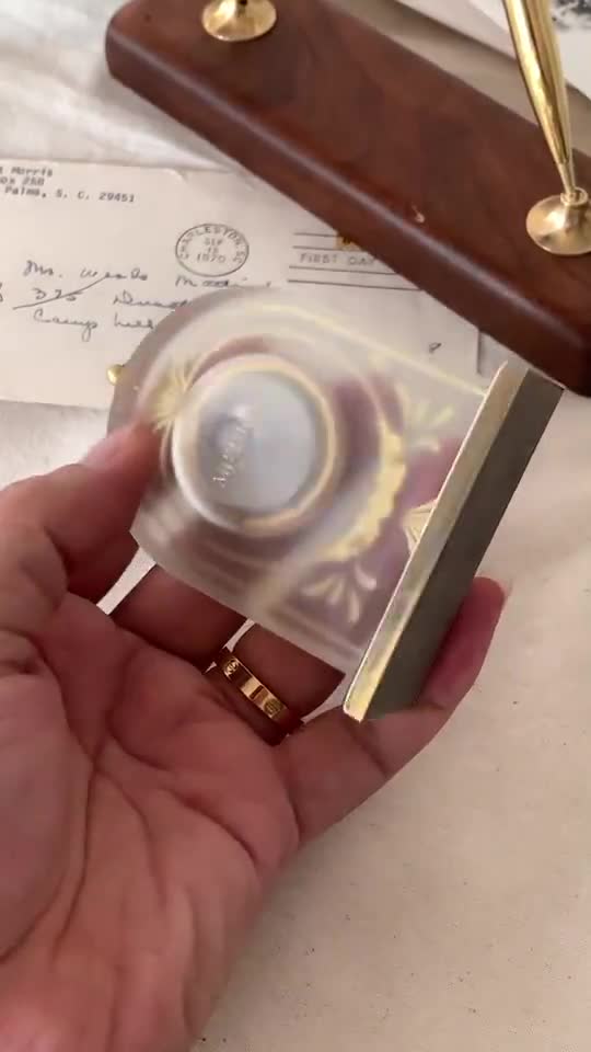 Mikimoto International Pearl Desk Clock-resin, Gilt-art Nouveau