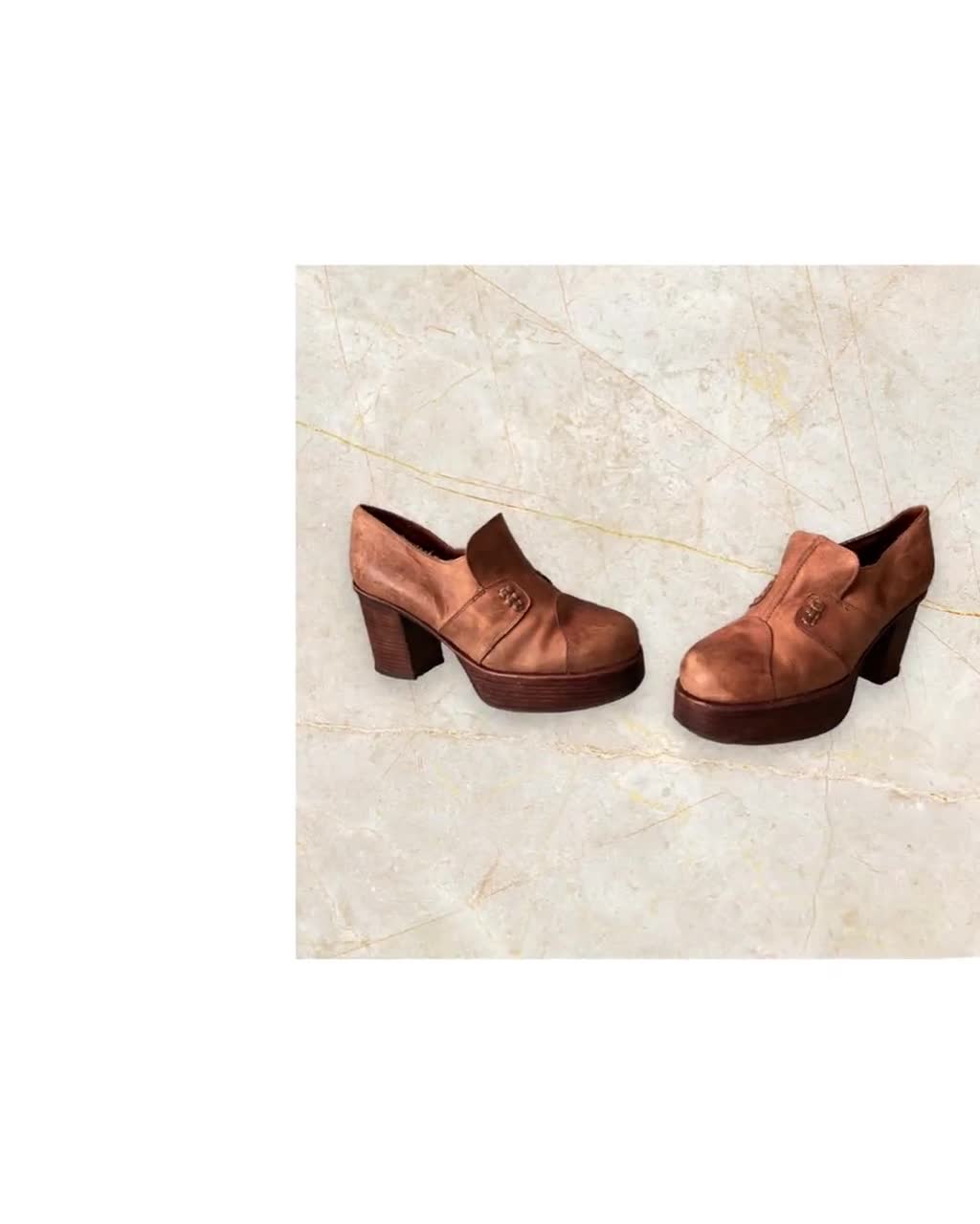 Iconic Vintage 90s El Danets Mega Platform Chunky Leather