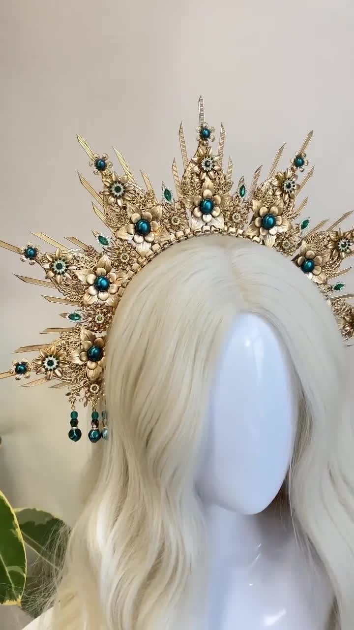 Tiara nuziale, fascia da sposa con strass, parrucchino in stile vintage,  aureola in stile vintage, copricapo da sposa, pezzo di capelli da sposa,  corona nuziale -  Italia