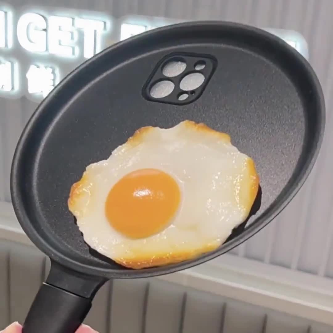 Funny Pan Fried Eggs Phone Case Funny Fried Egg for iPhone 15 14 13 11 12  Pro Max X XS XR Drop Proof Silicone Case 