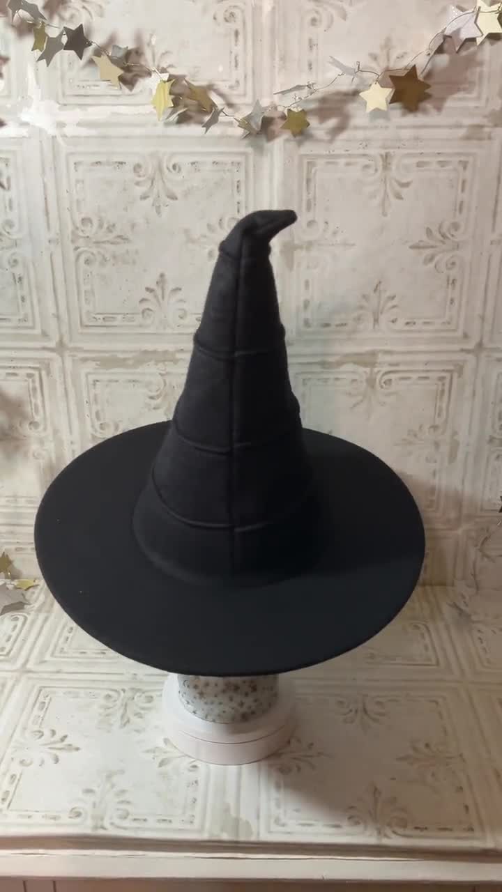 Fancy Black and Jade Witch Hat- Black Wool Felt buy Hat with Cockade