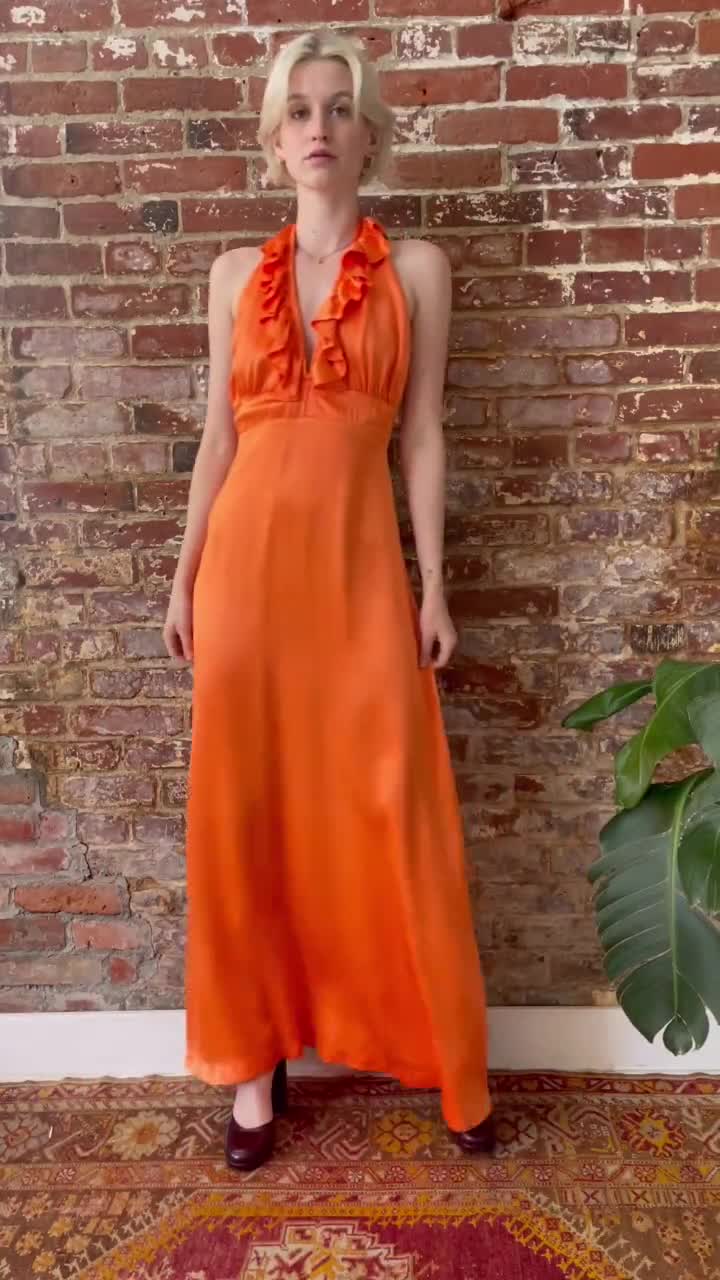 70s Maxi Dress, outlets Orange, M, 38