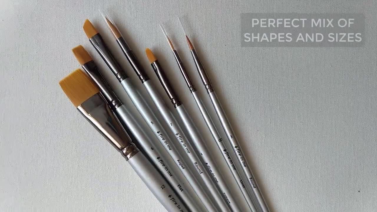 DACO Fine Detail Art Brushes 7pcs+1 for Acrylic & Oil paint, Brush Cleaner
