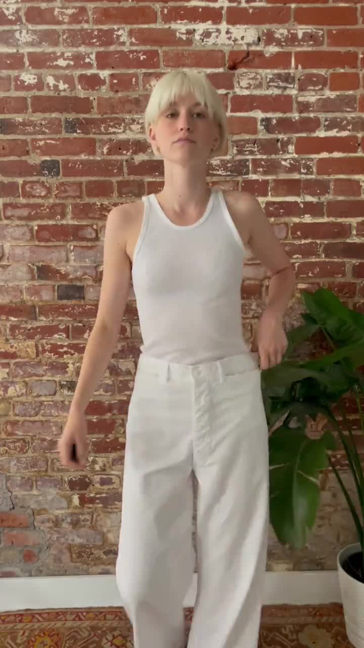 Vintage 1940s US Navy Sailor Pants - 40s White High Waisted