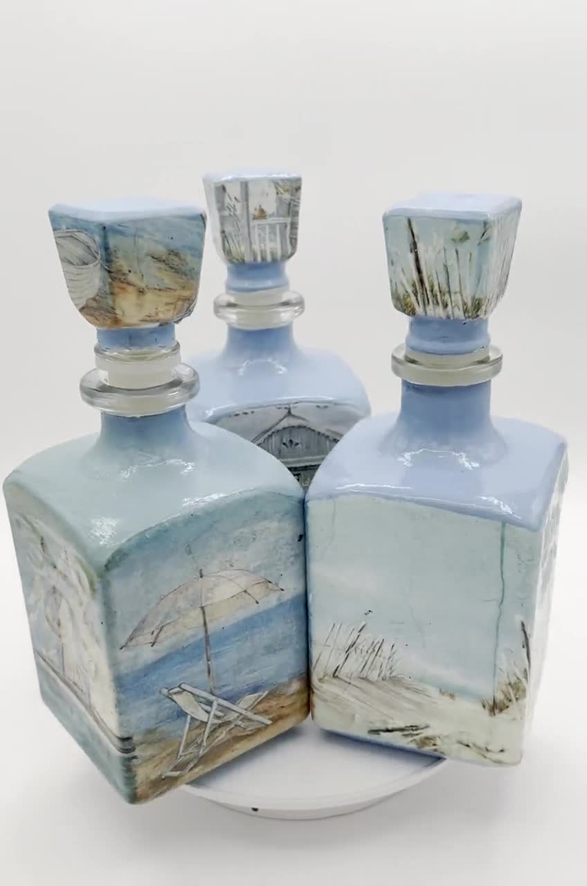 Decoupaged Cava De Oro Tequila Bottle in Your Choice of