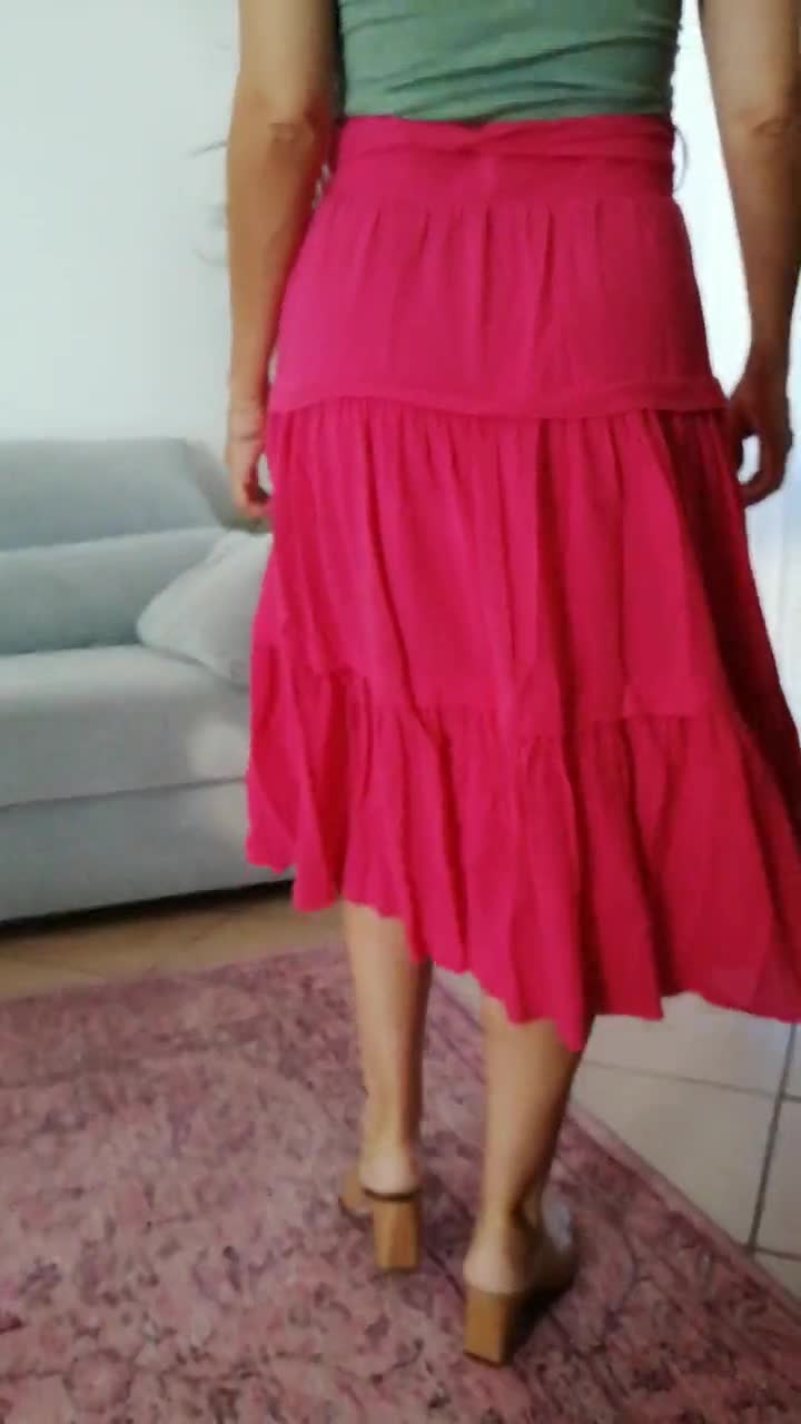 Jupe Betty Barclay Femme Taille 6, Rose à Carreaux, Coton, Ligne A, Vintage, Plissée