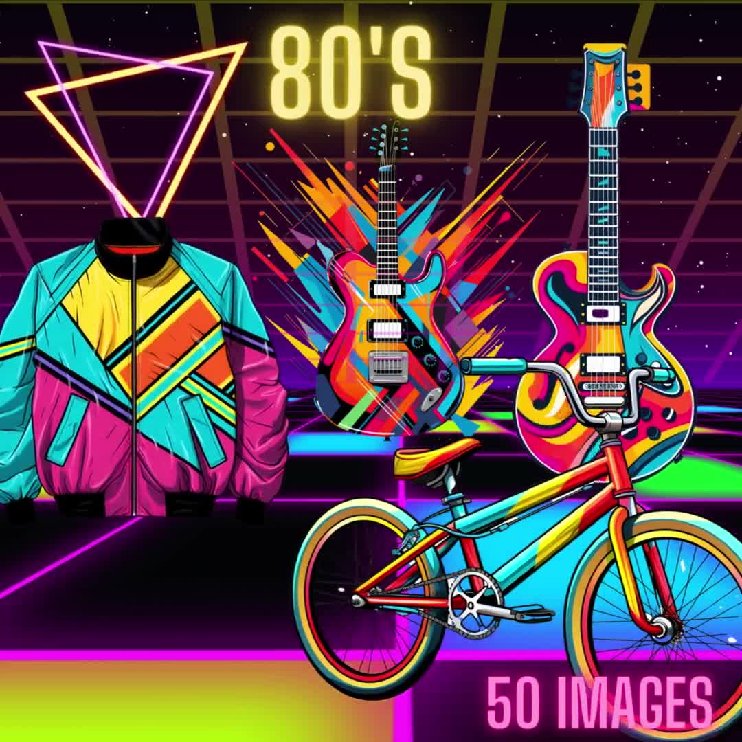 Retro 80s Clipart Totally 80's Neon 80s PNG 80s Retro Fashion Neon