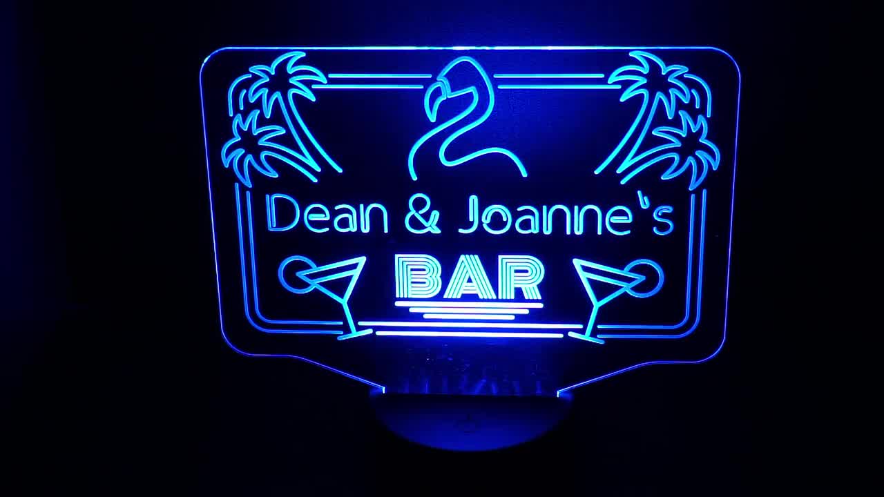 Flamingo Cocktail Bar Beleuchtet LED Neon Schild Homebar Bar