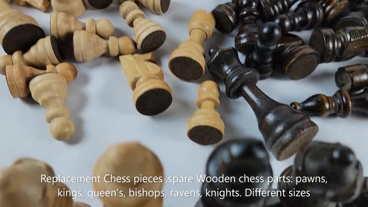 King's Knight Series Resin Chess Set with Black & Wood Grain