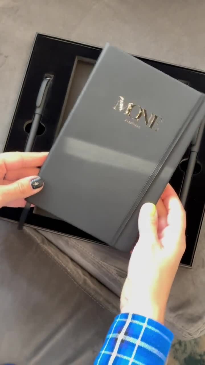 Black A5 Journal Gift Set: Hardcover Notebook, Gold & Silver Pens video poster