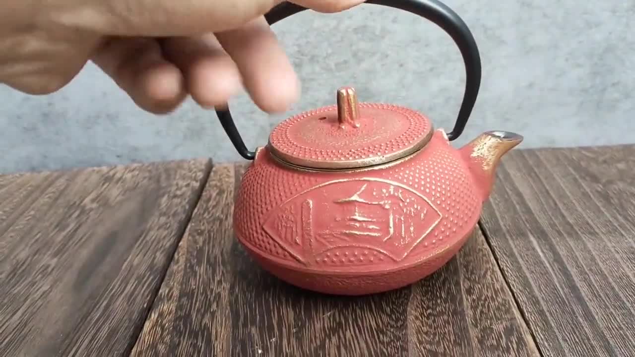 南部鉄器 鉄瓶 急須 中尊寺 金/赤 300ml - Etsy 日本
