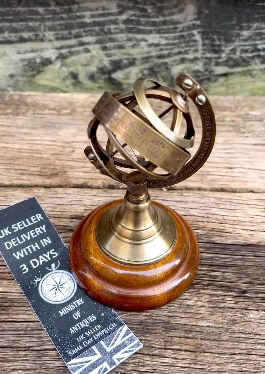 Vintage Nautical Brass Armillary Sphere World Globe