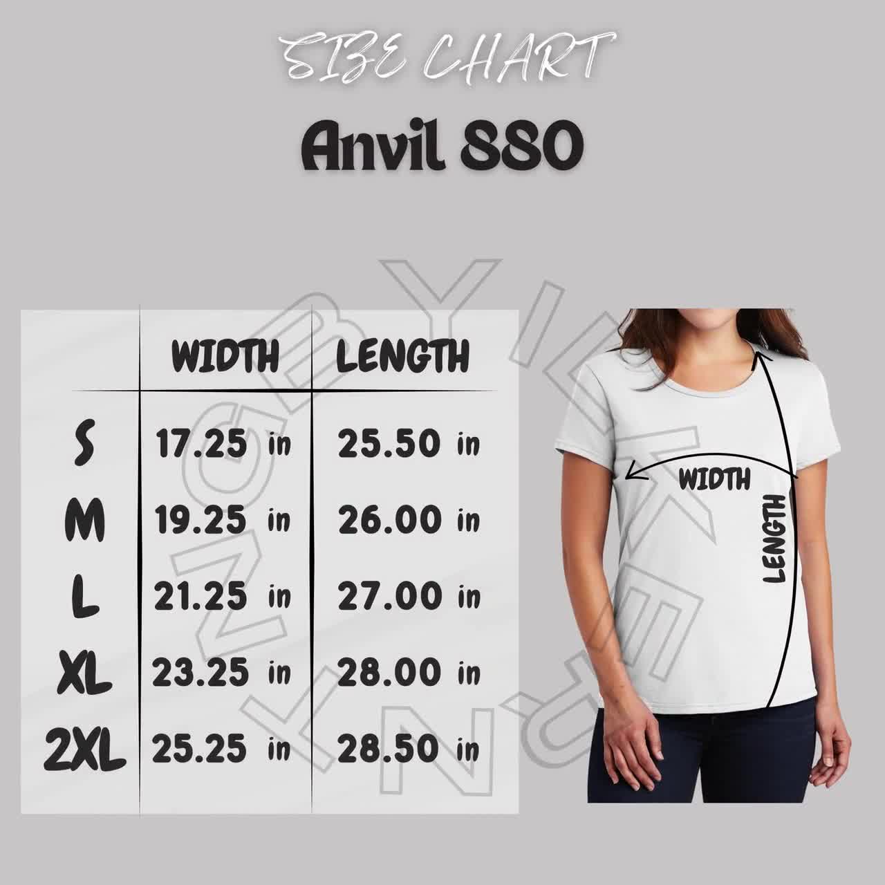 Anvil 880 Size Chart | Softstyle Women's Lightweight T-shirt Size