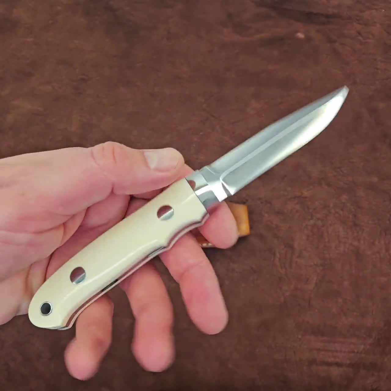 M398 Steel, New York Special, Loveless Knife, Leather Sheath