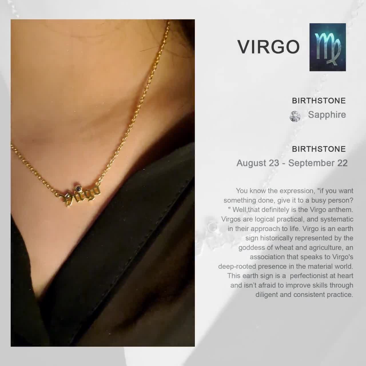 White Gold Virgo Zodiac Sign Pendant Necklace