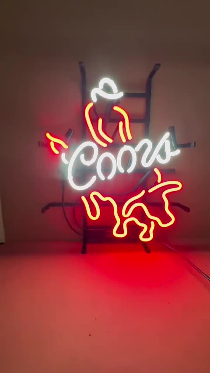 Coors Cowboy Neon Vintage Beer Bar Sign Home Bar Decor Handmade