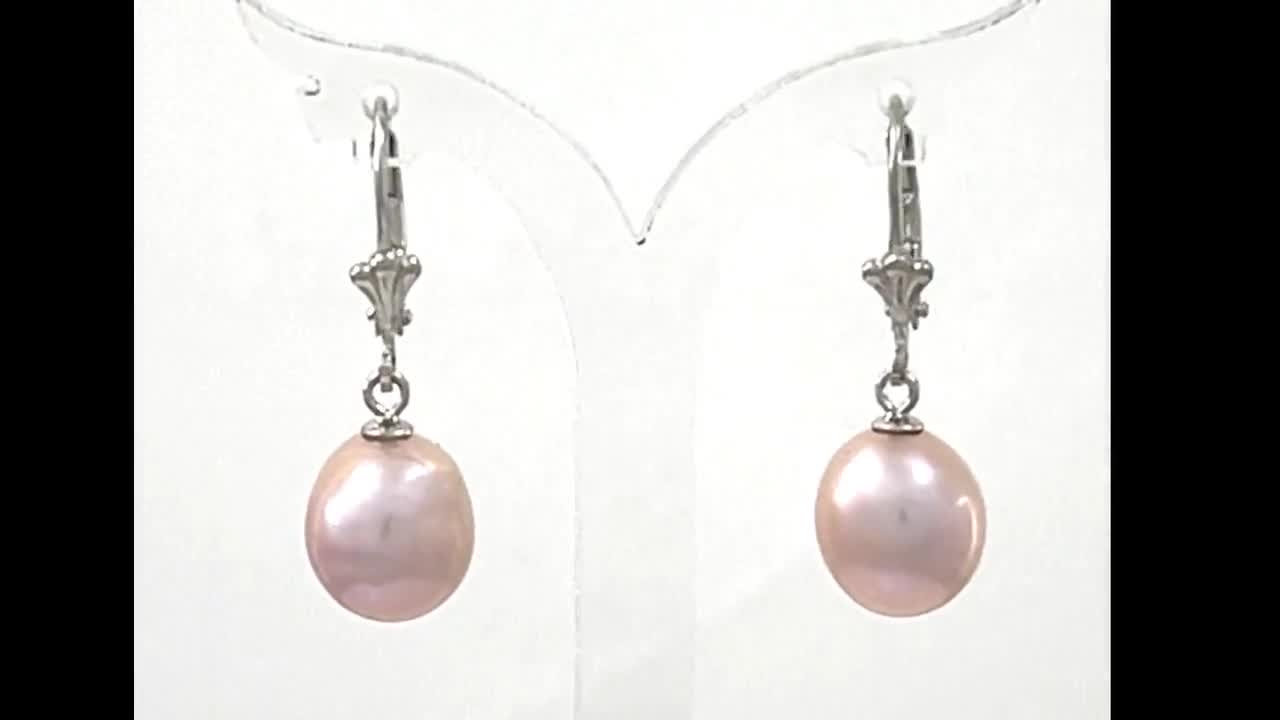 Orecchini pendenti con perle a tacco alto, perle da 8-8,5 mm, orecchini con perle in argento Sterling 925, orecchini con perle rotonde a bottone AAA per donna, SE3-088 - Italia