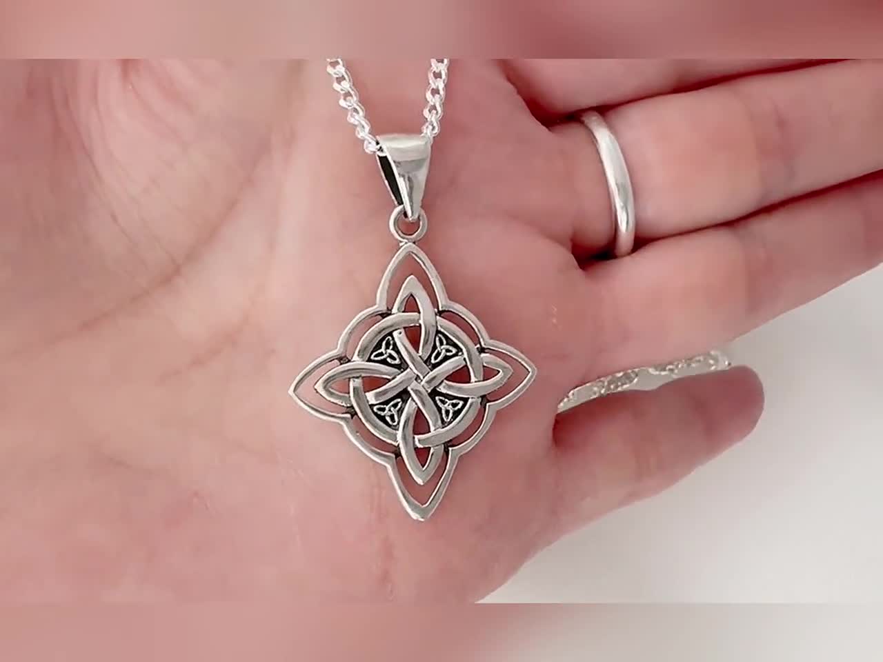 Celtic Knot Necklace in Sterling Silver. Endless Love Knot necklace,  Sterling Silver Knot. Irish Necklace, Choose chain. Unisex. R-W