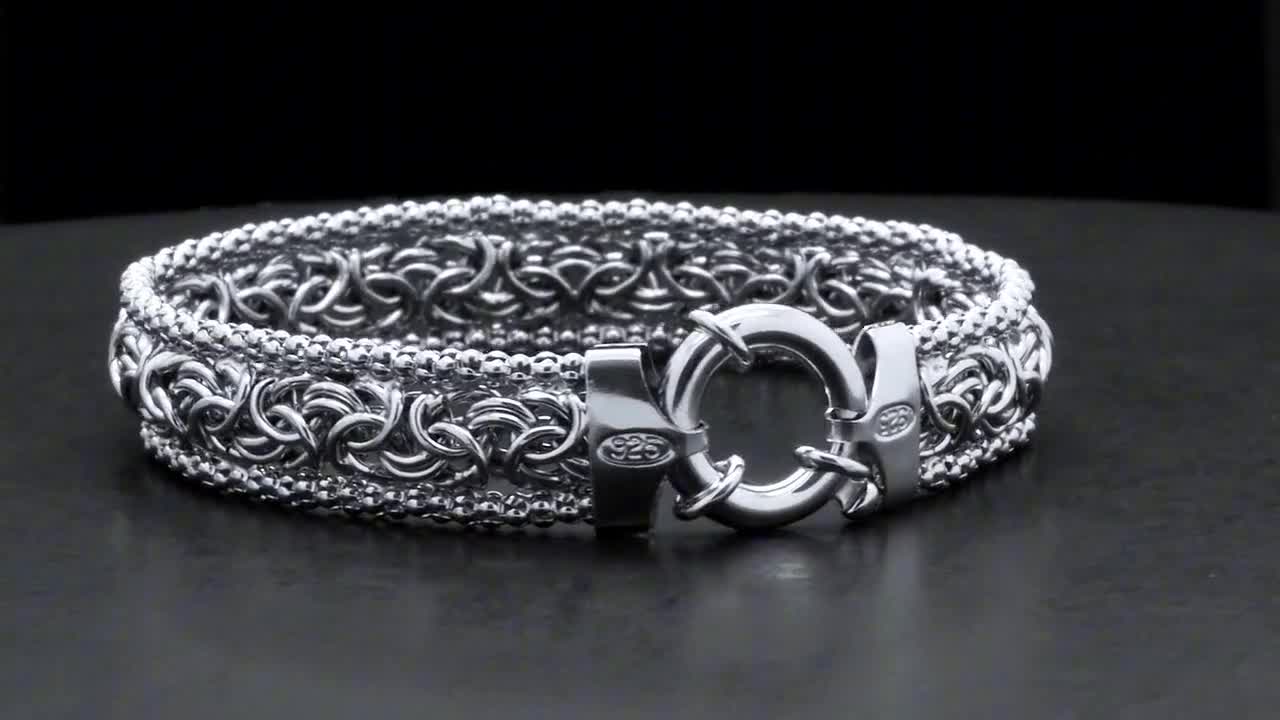 925 Sterling Silver Fancy Wide Interlocked Twisted Flat 7.5-inch Bracelet - Etsy 925 Sterling Silver Fancy Wide Interlocked Twisted Flat 7.5-inch Bracelet - Etsy